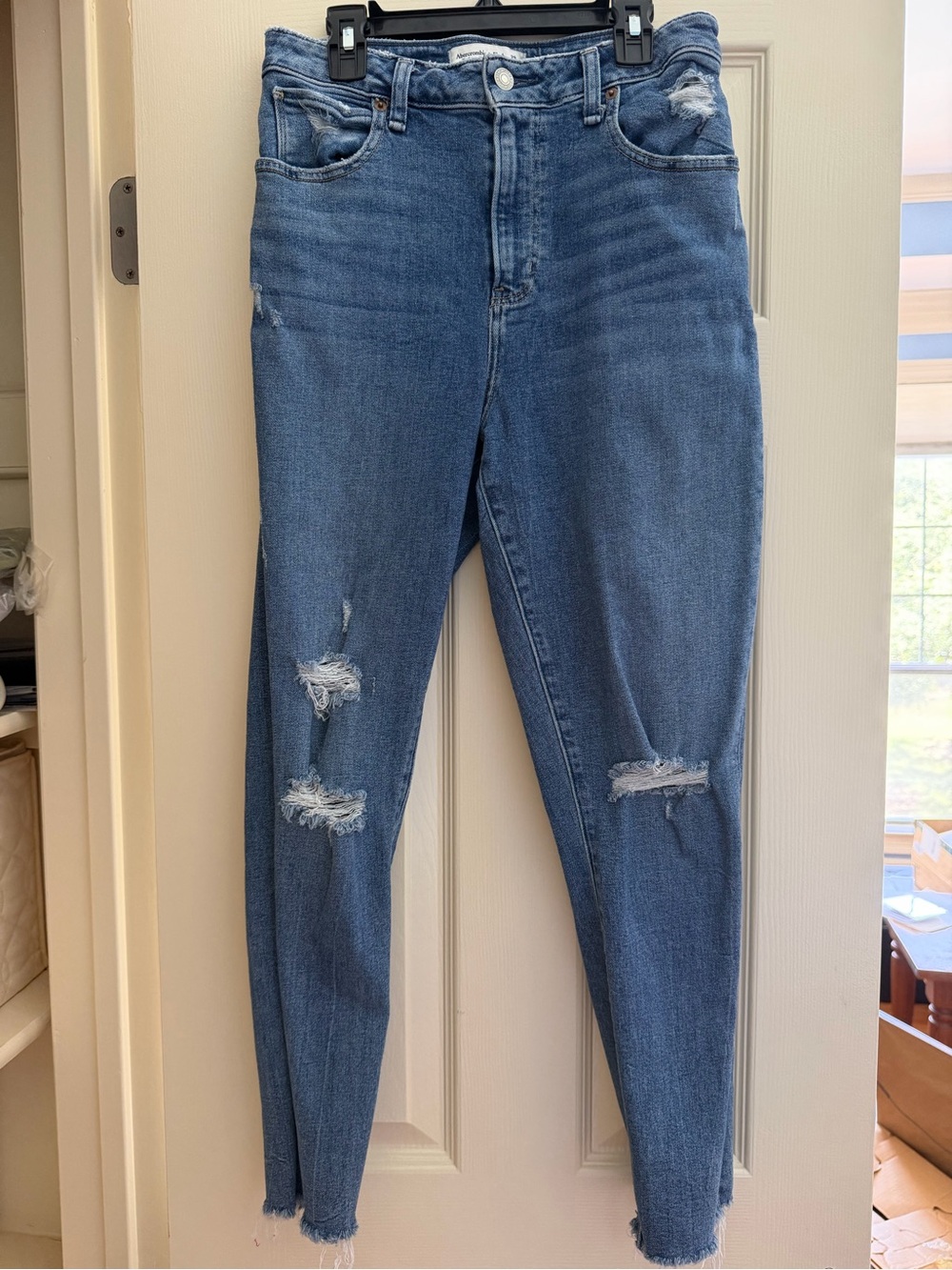 Abercrombie & Fitch Distressed Blue Cropped Jeans